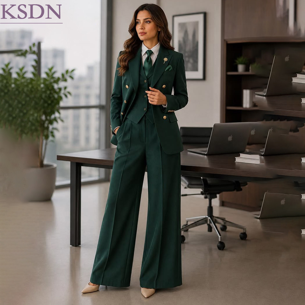 Womens Blazer - Conjuntos femininos formais verdes para negócios,