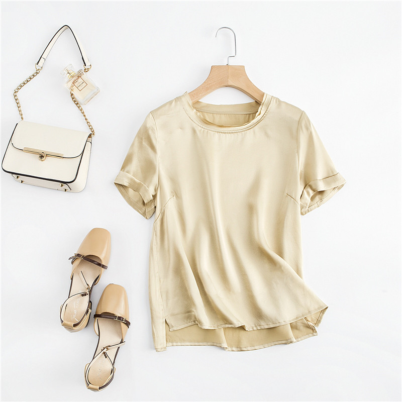 Silk Blouse - Esporte gelo seda manga curta blusa