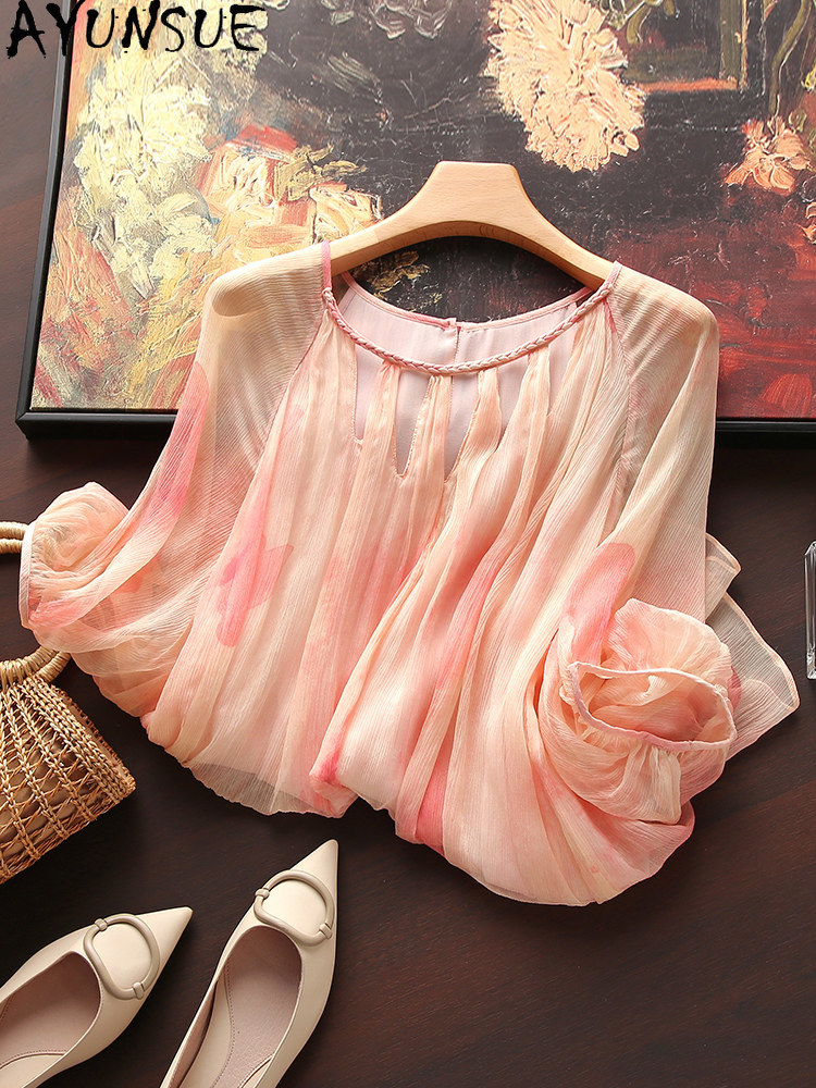AYUNSUE Blusa Feminina 100% Se - Silk Blouse avaliação e preço