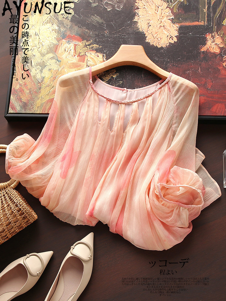 AYUNSUE Blusa Feminina 100% Se - Silk Blouse avaliação e preço