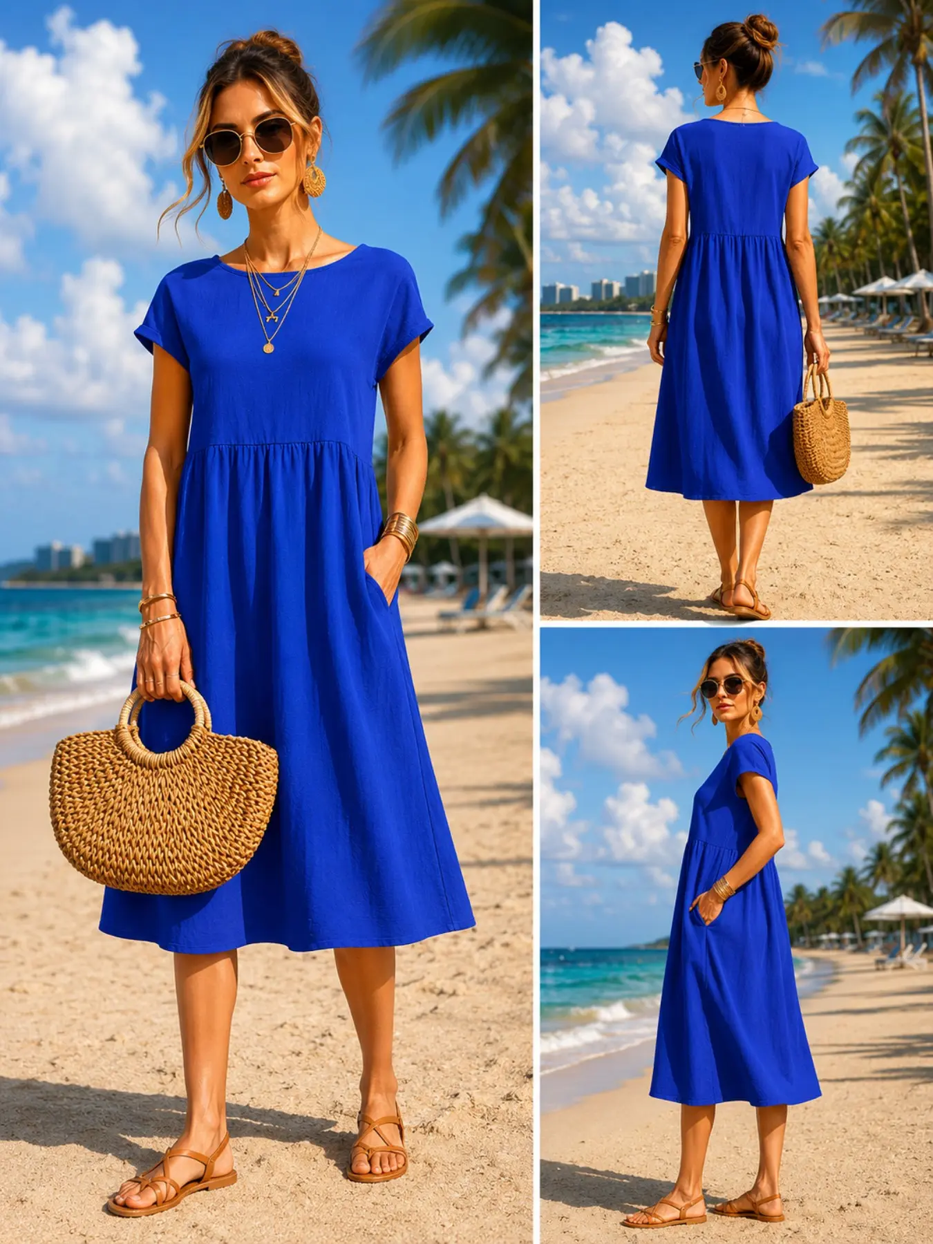 Vestido midi casual para mulhe - Midi Dress avaliação e preço