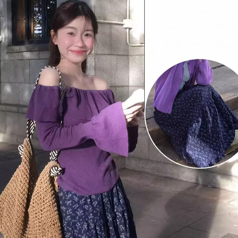Novo elegante azul escuro flor - Formal Skirt avaliação e preço